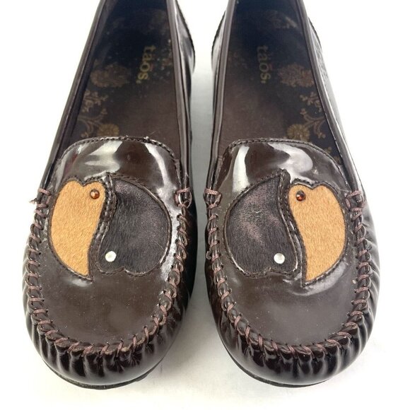 Taos Soulmates Shoes 6 Brown Patent Leather Hearts Loafer Slip On Womens - Picture 3 of 9